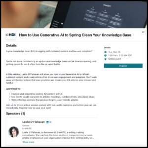 Webinar: How to Use Generative AI to Spring Clean Your Knowledge Base on March 25, 2025 at 1 pm Eastern